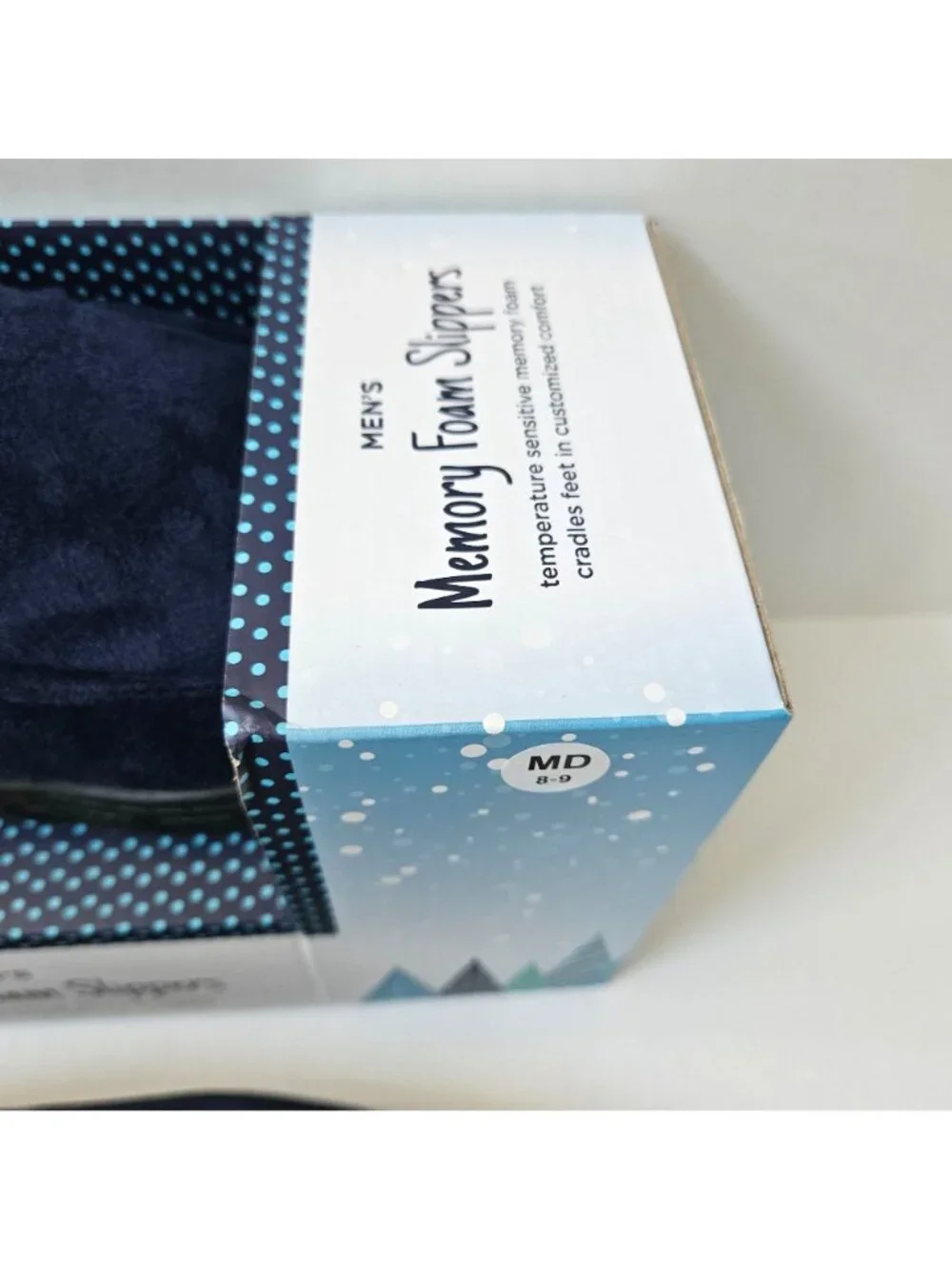 Totes Toasties Slippers Mens 8 9 Blue Temperature Sensitive Memory Foam NEW